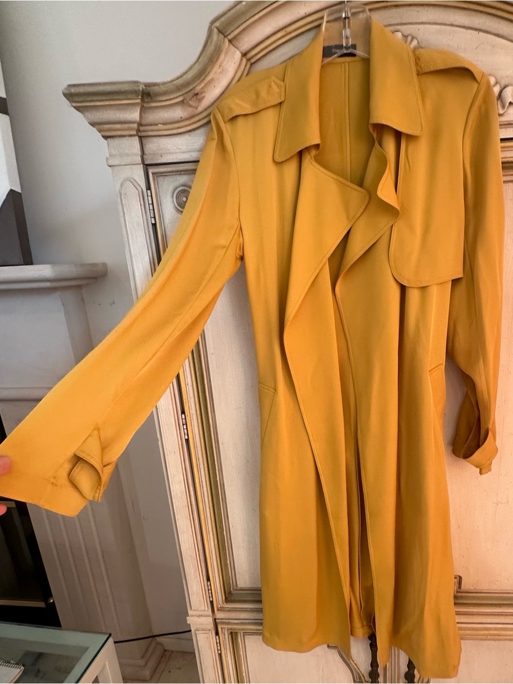 Theory Mustard Yellow Long Sleeve Trench Coat